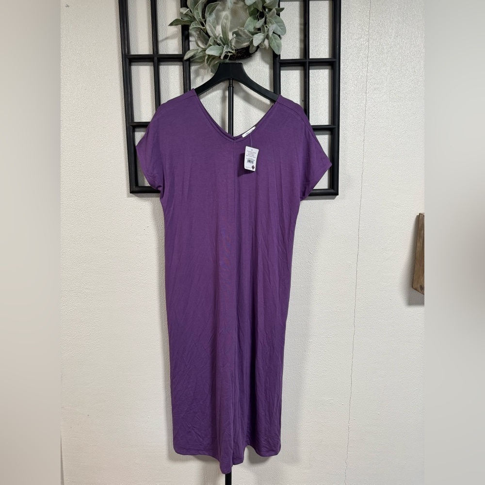 NWT Mountain Mamas Double V Maxi Dress with Pockets in Purple Passion Sz S/M